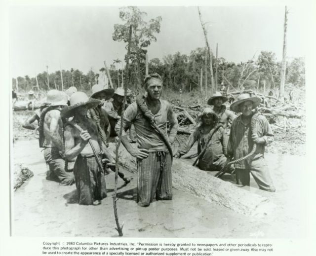 McQueen (as Papillon).
In the swamp with prison workers.
